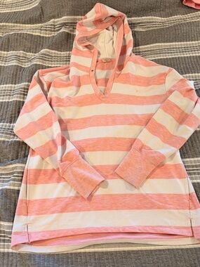 The Black Dog Pink & White Striped Hoodie Women’s Size Large